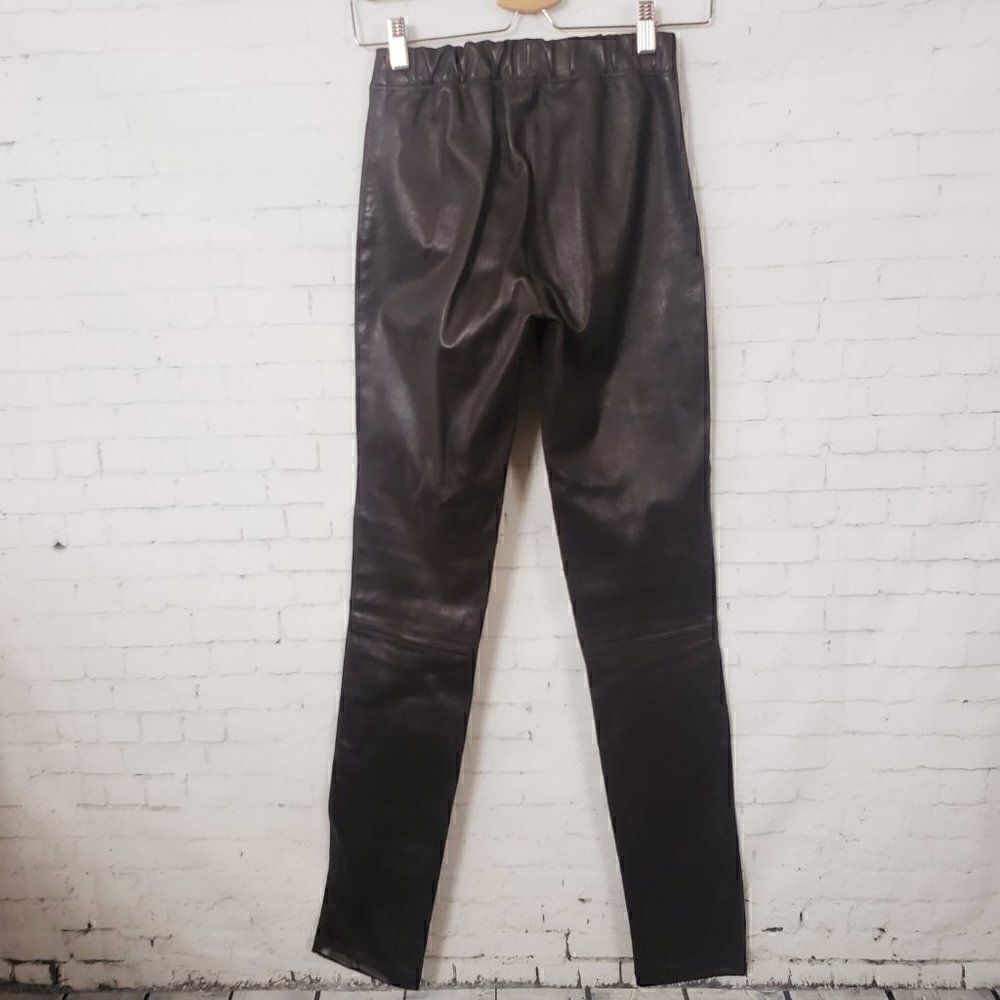 Joseph Designer 100% Lambskin Lamb Leather Pants Size FR 38 US 6 Dark Brown - Picture 4 of 11
